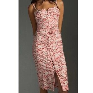 Anthropologie Scalloped Front-Slit Corset Floral Boho Dress $170 SZ 0/XS casual